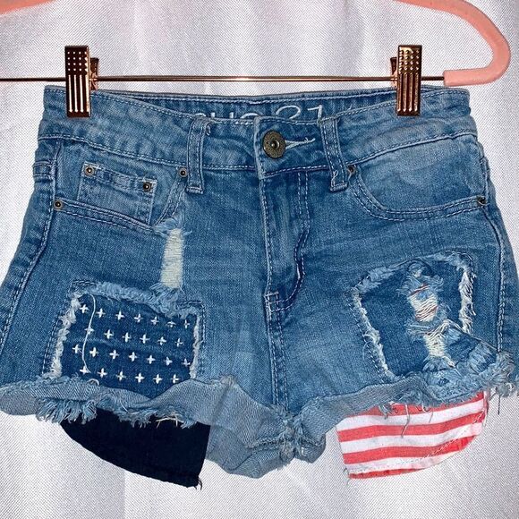 Denim Frayed Cut Off Distressed Shorts - Picture 1 of 5